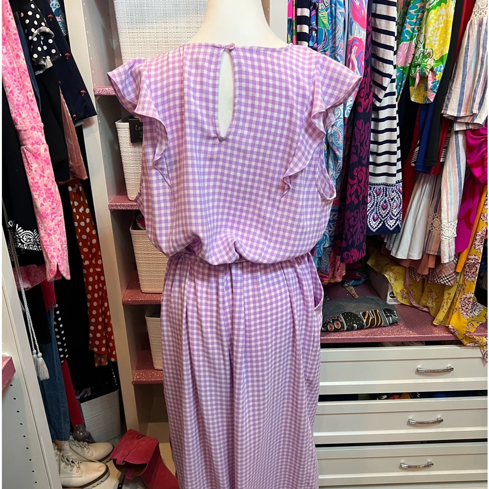 Purple buffalo check jumpsuit